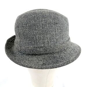 Stetson Fedora Hat Grey Wool Blend Water Repellent Pinched Crown  L 7 1/4-7 3/8